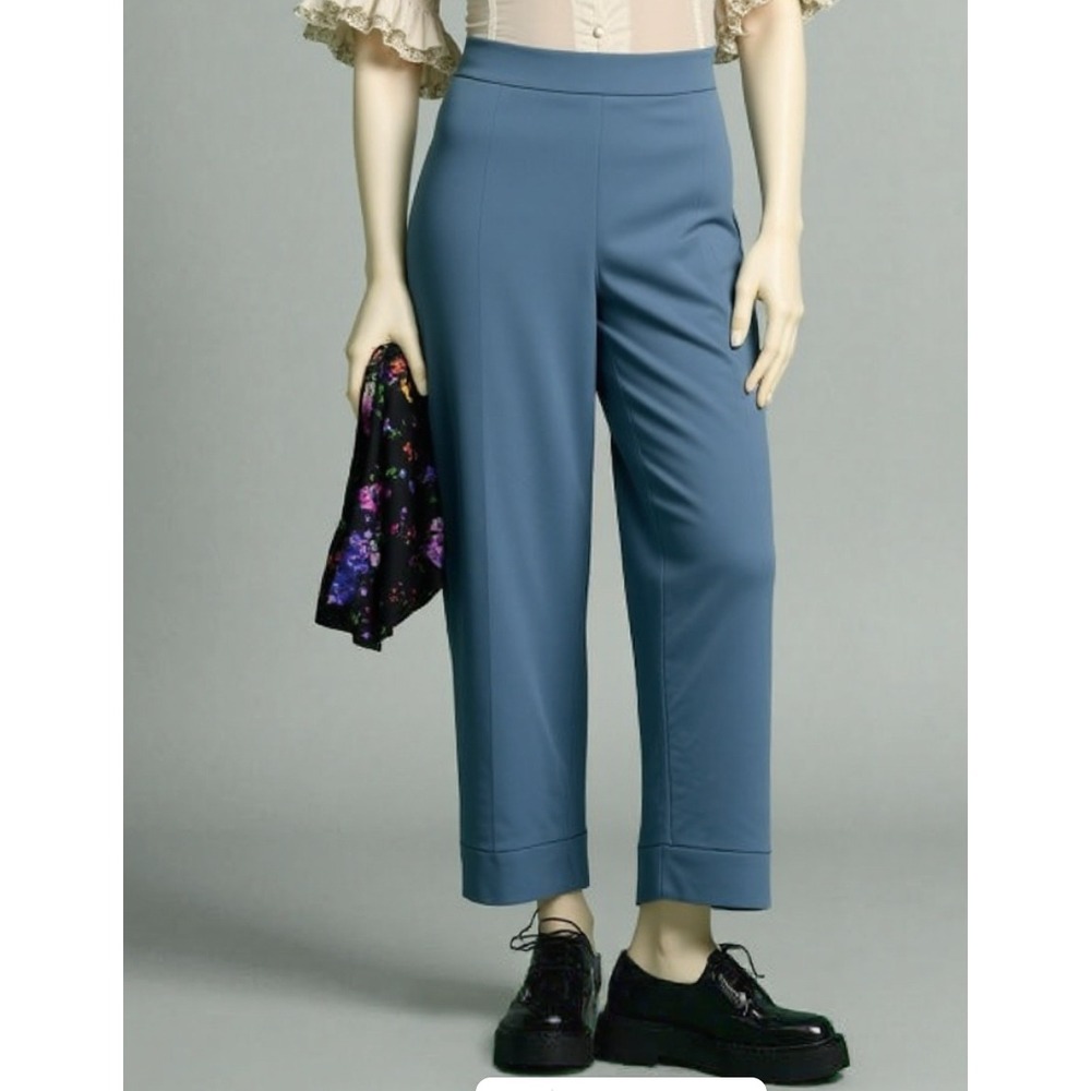Oscar de la Renta Dress Pants Sz 16 Grey Cropped Cuffed Career Business